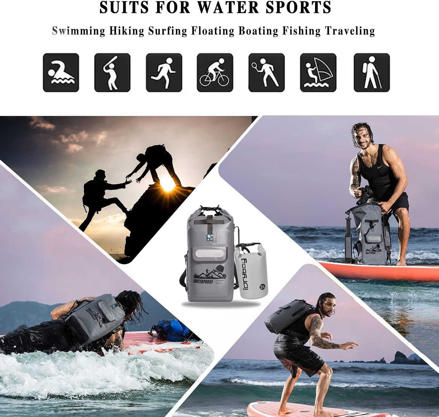 Dry Bag Backpack Waterproof Floating 20L/30L/40L, Dry Bags Waterproof Backpack for Men, Dry Sack Waterproof Bag Kayak