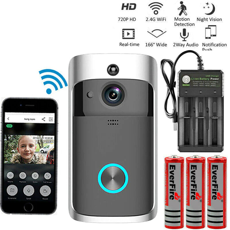 Smart Wireless Wifi Video Doorbell Phone Door Ring Intercom Security Camera Bell