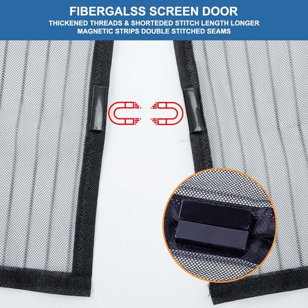 Magnetic Screen Door Mesh Curtain Durable Heavy Duty Mosquito Net Bug Hands Free